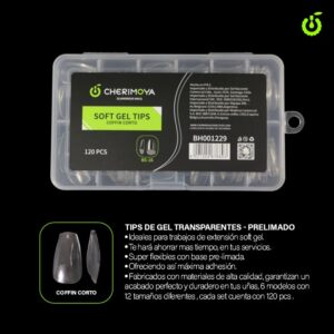 Tips Soft Gel Coffin Cortos Cherimoya 120pcs